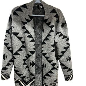 Frye grey and black tribal print sweater size M